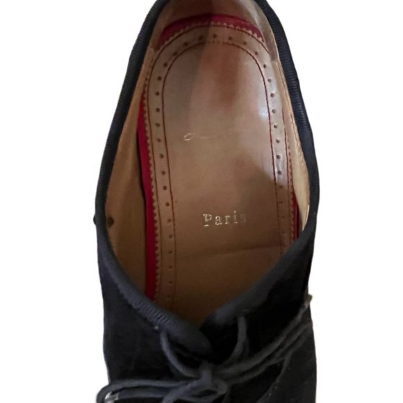 Men's Christian Louboutin Black Leather And Suede Greggo Oxfords. Size 40/7 - Picture 9 of 15